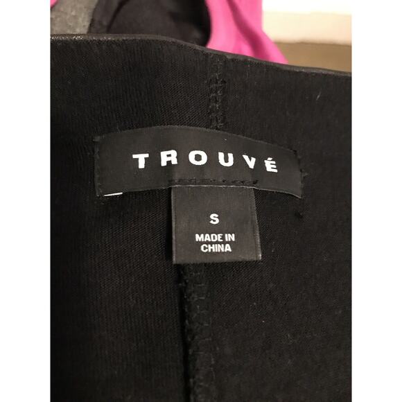 Small Trouve Long Sleeve Sheer Faux Leather Trim Women's Top - Picture 7 of 8